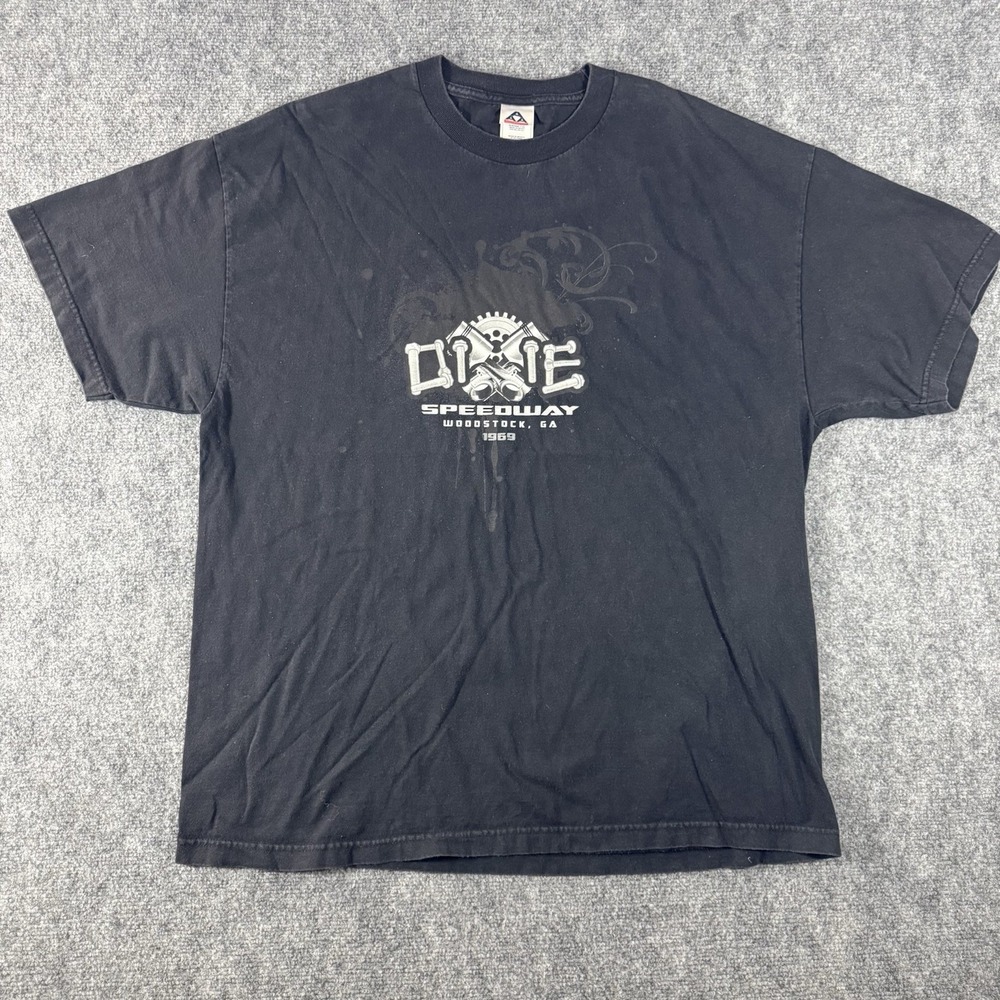 Rare! Vintage Dixie Speedway Woodstock 1969 Black Men's T Shirt Racing 2XL
